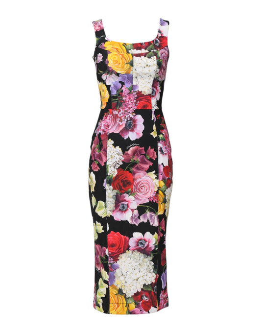 Dolce &amp; Gabbana Mehrfarbiges Ortensia Patchwork-Etuikleid