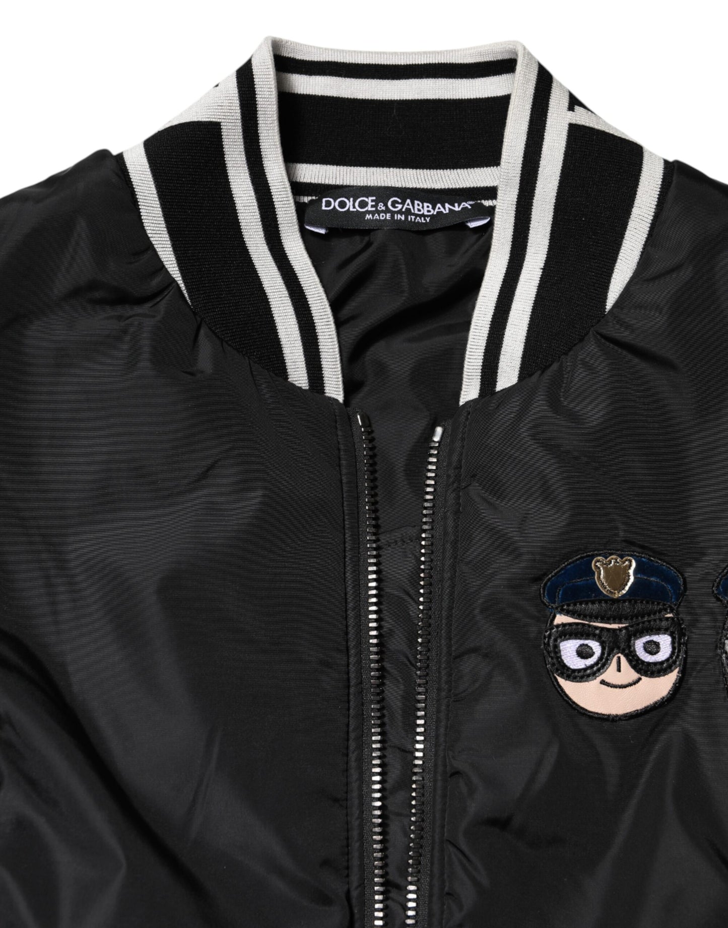 Dolce &amp; Gabbana – Bomberjacke „#DGFamily“ aus schwarzem Nylon mit durchgehendem Reißverschluss