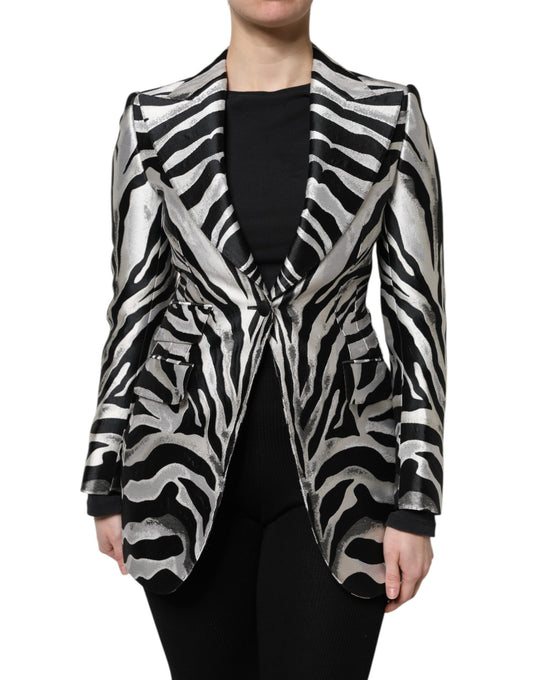 Dolce &amp; Gabbana Schwarz-Weiß-Polyester-Blazerjacke für Damen