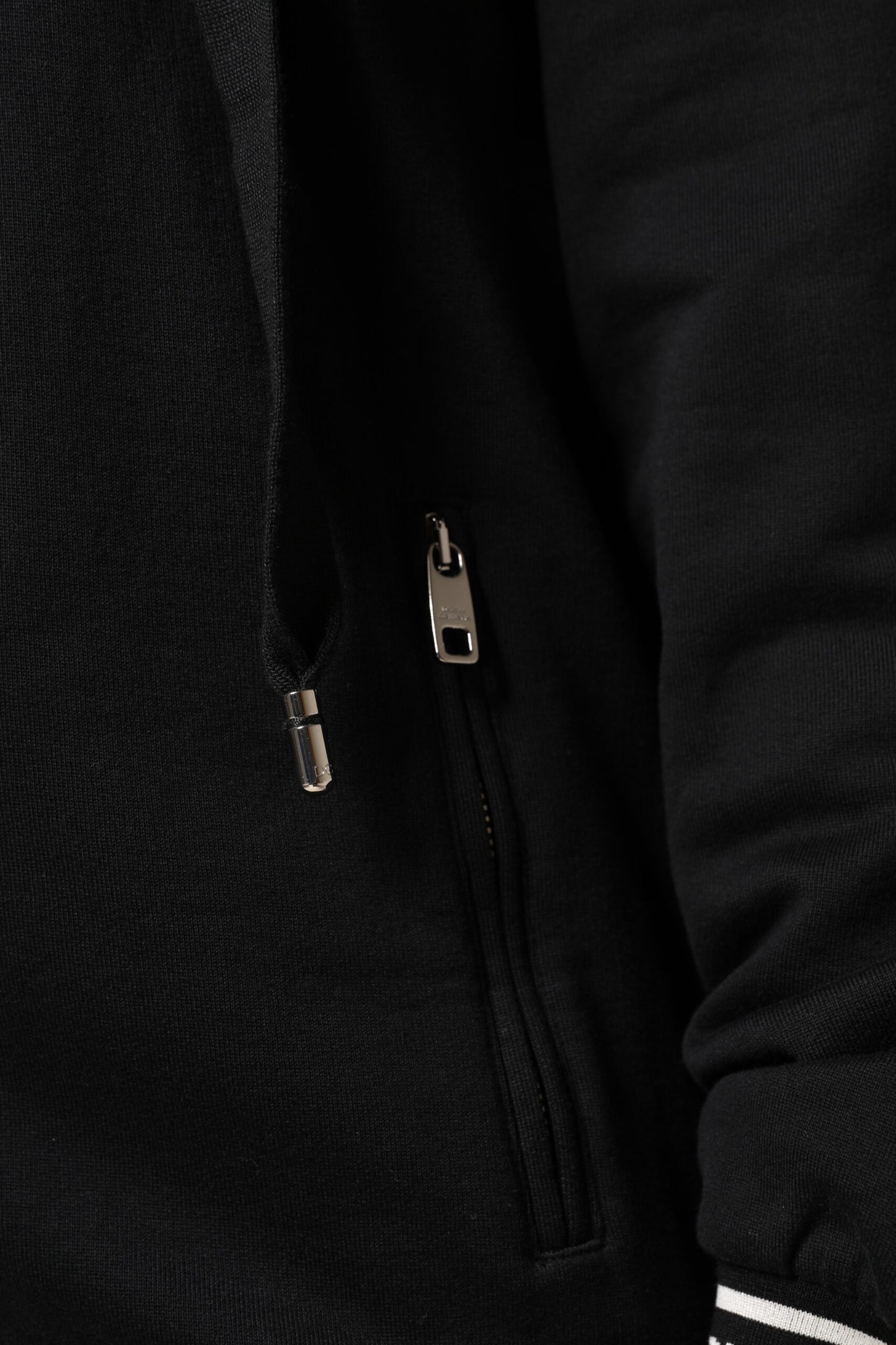 Dolce &amp; Gabbana – Schwarzes Sweatshirt aus Baumwolle mit durchgehendem Reißverschluss und Kapuze