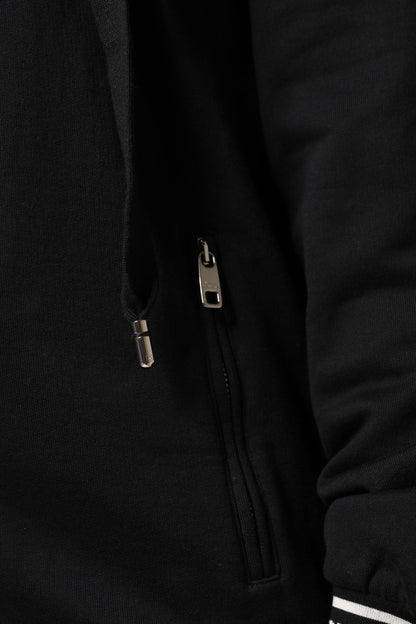 Dolce &amp; Gabbana – Schwarzes Sweatshirt aus Baumwolle mit durchgehendem Reißverschluss und Kapuze