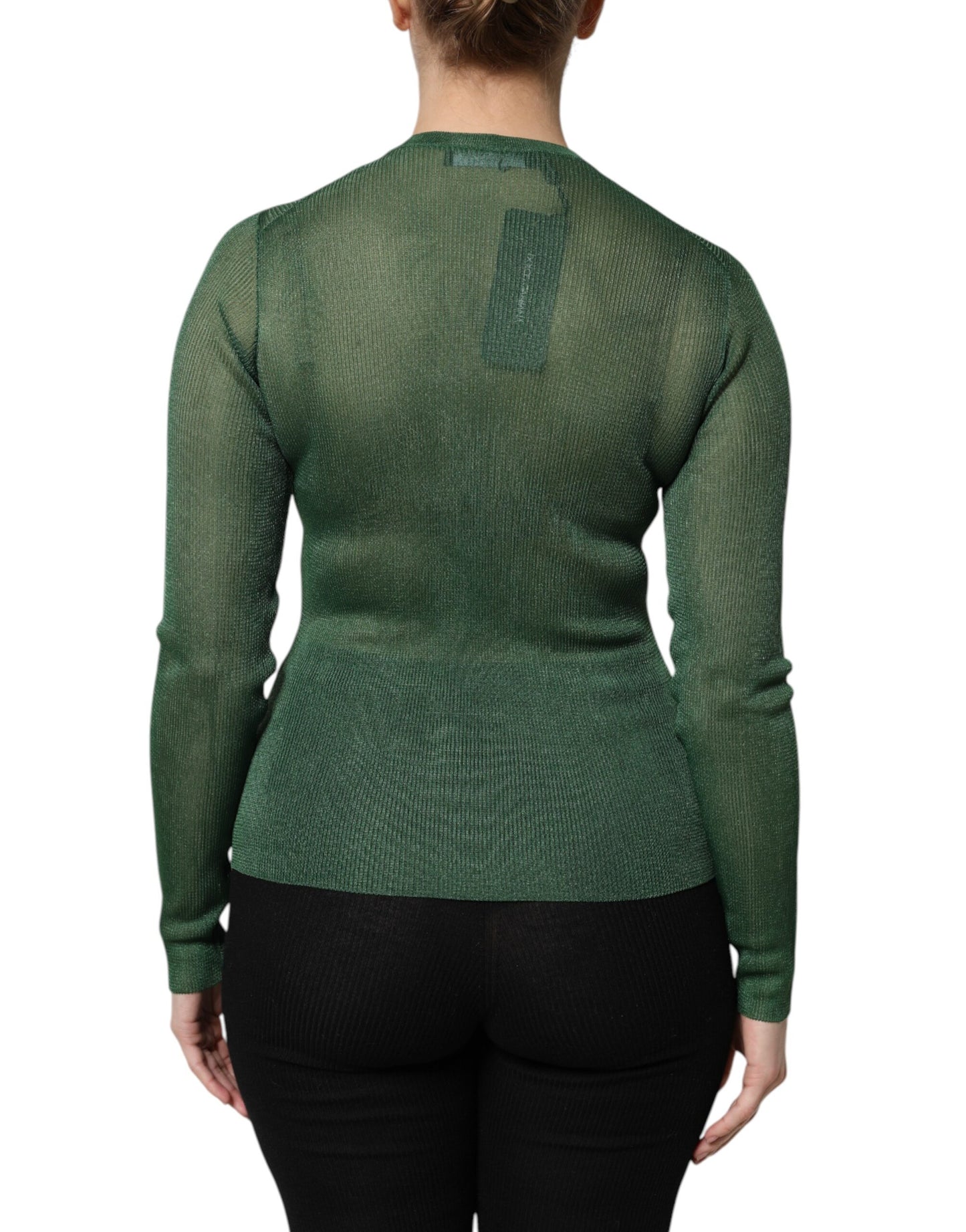 Dolce &amp; Gabbana Grüner Polyester-Cardigan mit langen Ärmeln