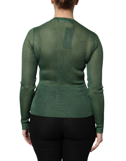 Dolce &amp; Gabbana Grüner Polyester-Cardigan mit langen Ärmeln