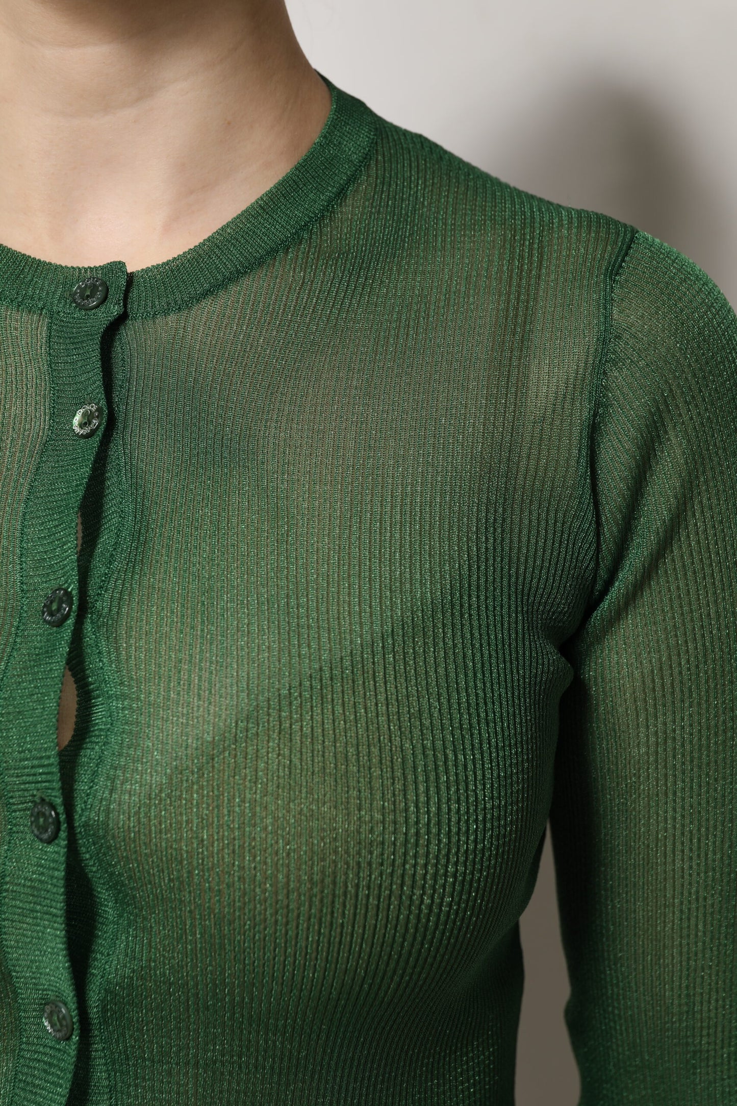 Dolce &amp; Gabbana Grüner Polyester-Cardigan mit langen Ärmeln