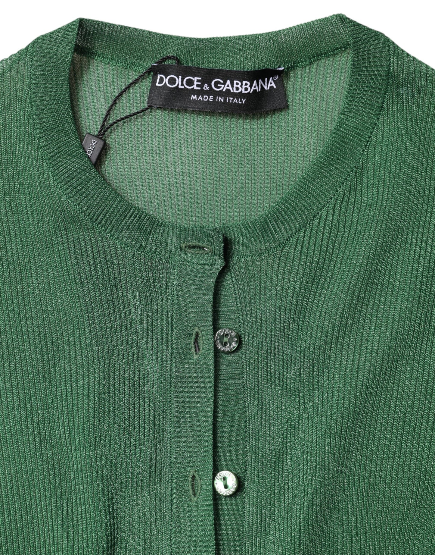 Dolce &amp; Gabbana Grüner Polyester-Cardigan mit langen Ärmeln