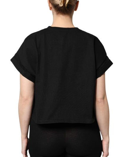 Dolce &amp; Gabbana – Schwarzes, bedrucktes T-Shirt aus Baumwolle mit kurzen Ärmeln