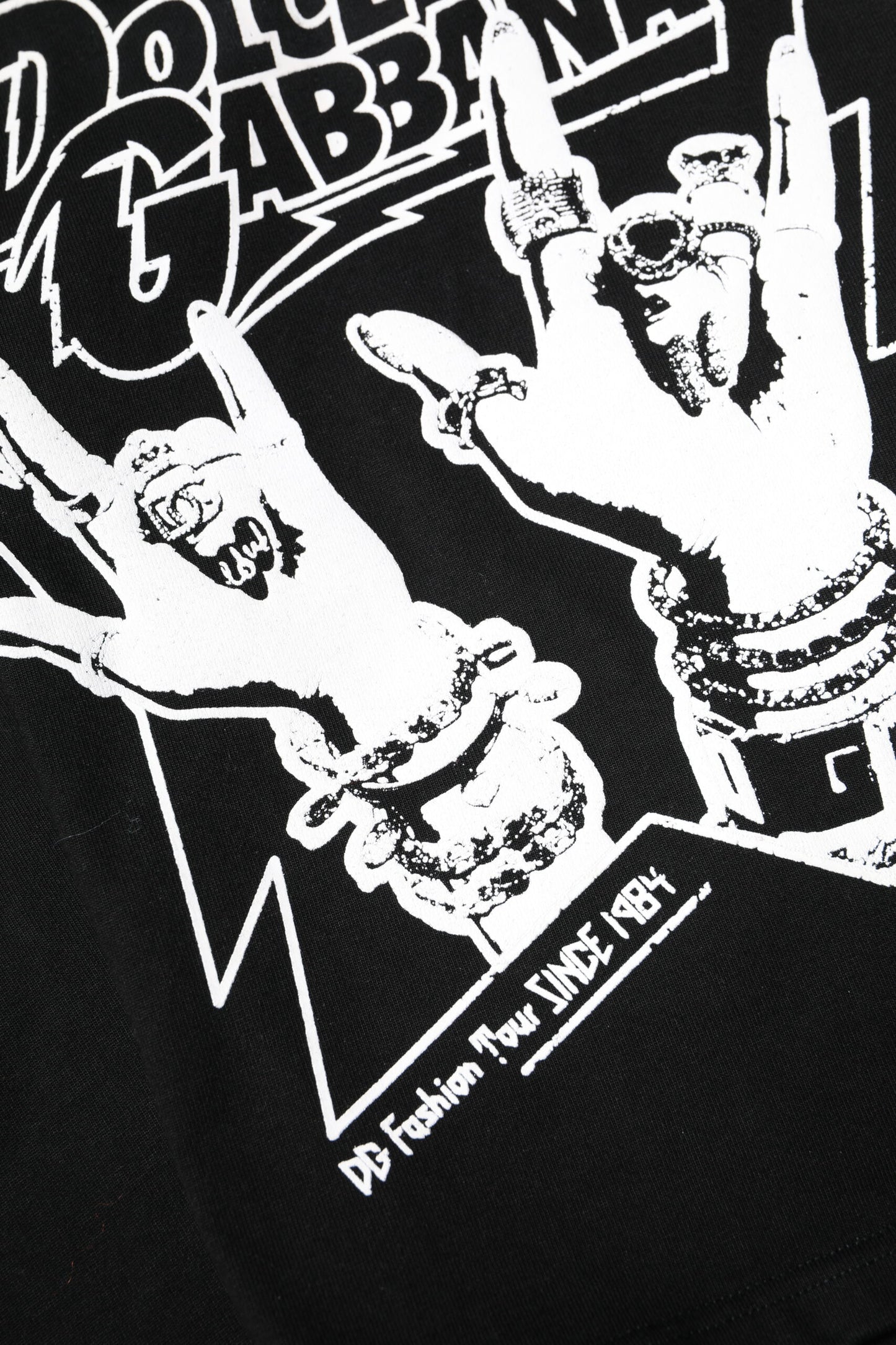 Dolce &amp; Gabbana – Schwarzes, bedrucktes T-Shirt aus Baumwolle mit kurzen Ärmeln