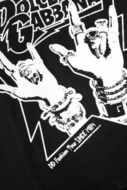 Dolce &amp; Gabbana – Schwarzes, bedrucktes T-Shirt aus Baumwolle mit kurzen Ärmeln