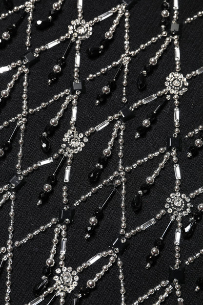 Dolce &amp; Gabbana – Schwarzes, langärmliges Oberteil aus Kaschmir mit Verzierung