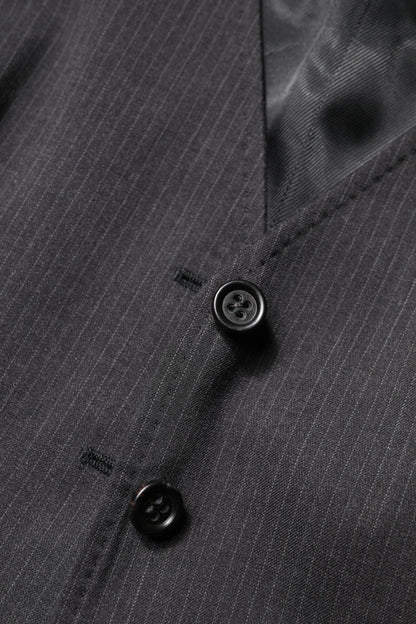 Dolce &amp; Gabbana – Ärmelloses, schwarz gestreiftes Westentop mit Knopfleiste