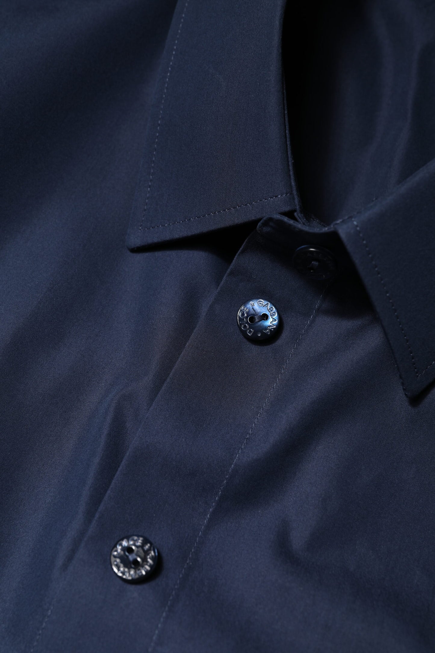 Dolce &amp; Gabbana – Kurzärmliges Button-Down-Oberteil aus blauer Baumwolle