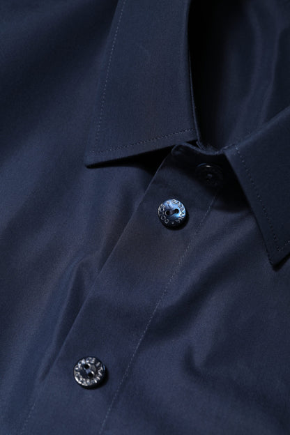 Dolce &amp; Gabbana – Kurzärmliges Button-Down-Oberteil aus blauer Baumwolle
