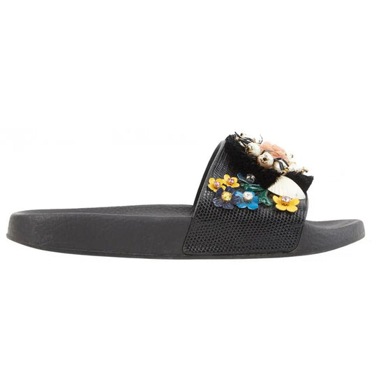 Dolce &amp; Gabbana Schwarze Baumwollsandale