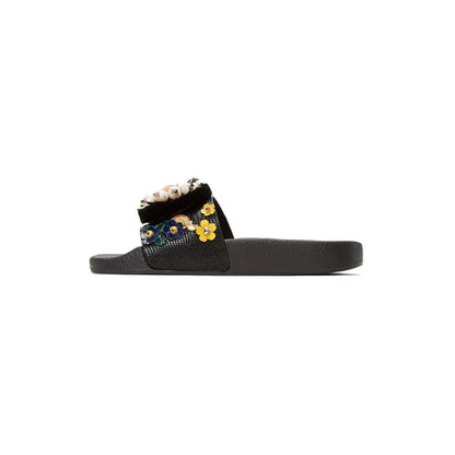 Dolce &amp; Gabbana Schwarze Baumwollsandale