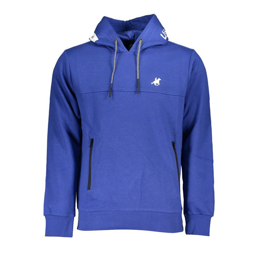 US Grand Polo Chic Blue Hooded Fleece Sweatshirt with Logo Detail