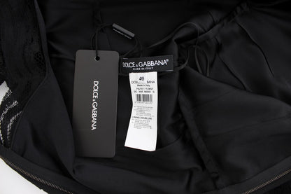 Dolce &amp; Gabbana – Langes Maxikleid mit Blumenspitze in Schwarz