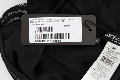 Dolce &amp; Gabbana – Langes Maxikleid mit Blumenspitze in Schwarz