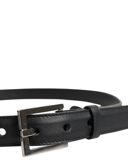 Dolce &amp; Gabbana Black Classic Calfskin Leather Buckle Belt