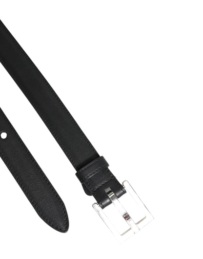 Dolce &amp; Gabbana Black Classic Calfskin Leather Buckle Belt