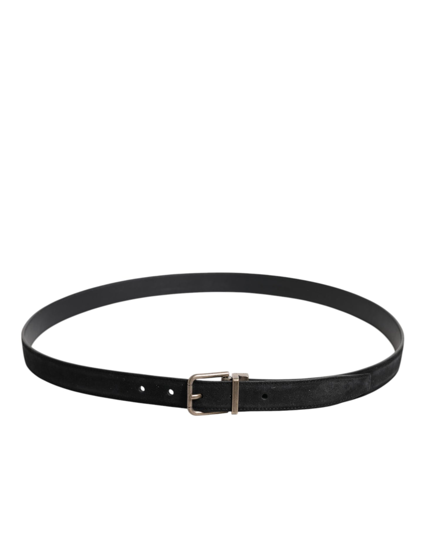 Dolce &amp; Gabbana Black Calf Leather Classic Metal Buckle Belt