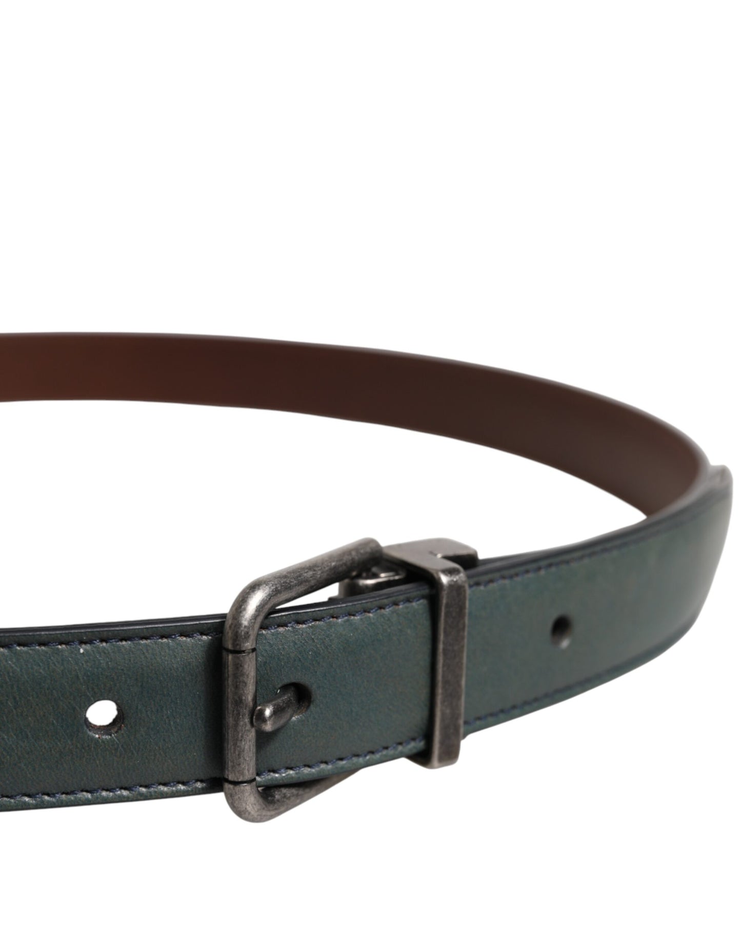 Dolce &amp; Gabbana Green Classic Leather Metal Buckle Belt
