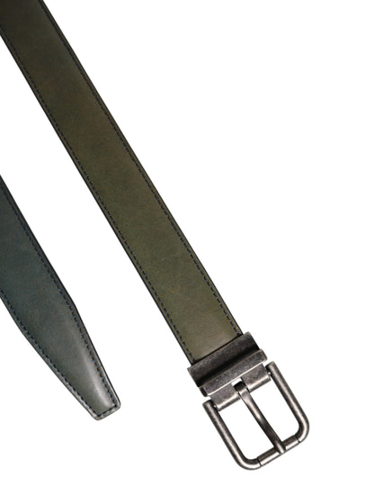 Dolce &amp; Gabbana Green Classic Leather Metal Buckle Belt