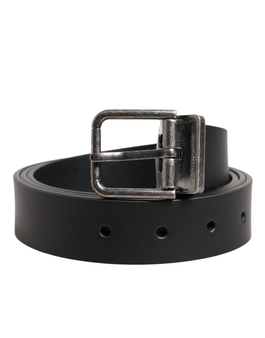 Dolce &amp; Gabbana Black Classic Leather Metal Buckle Belt