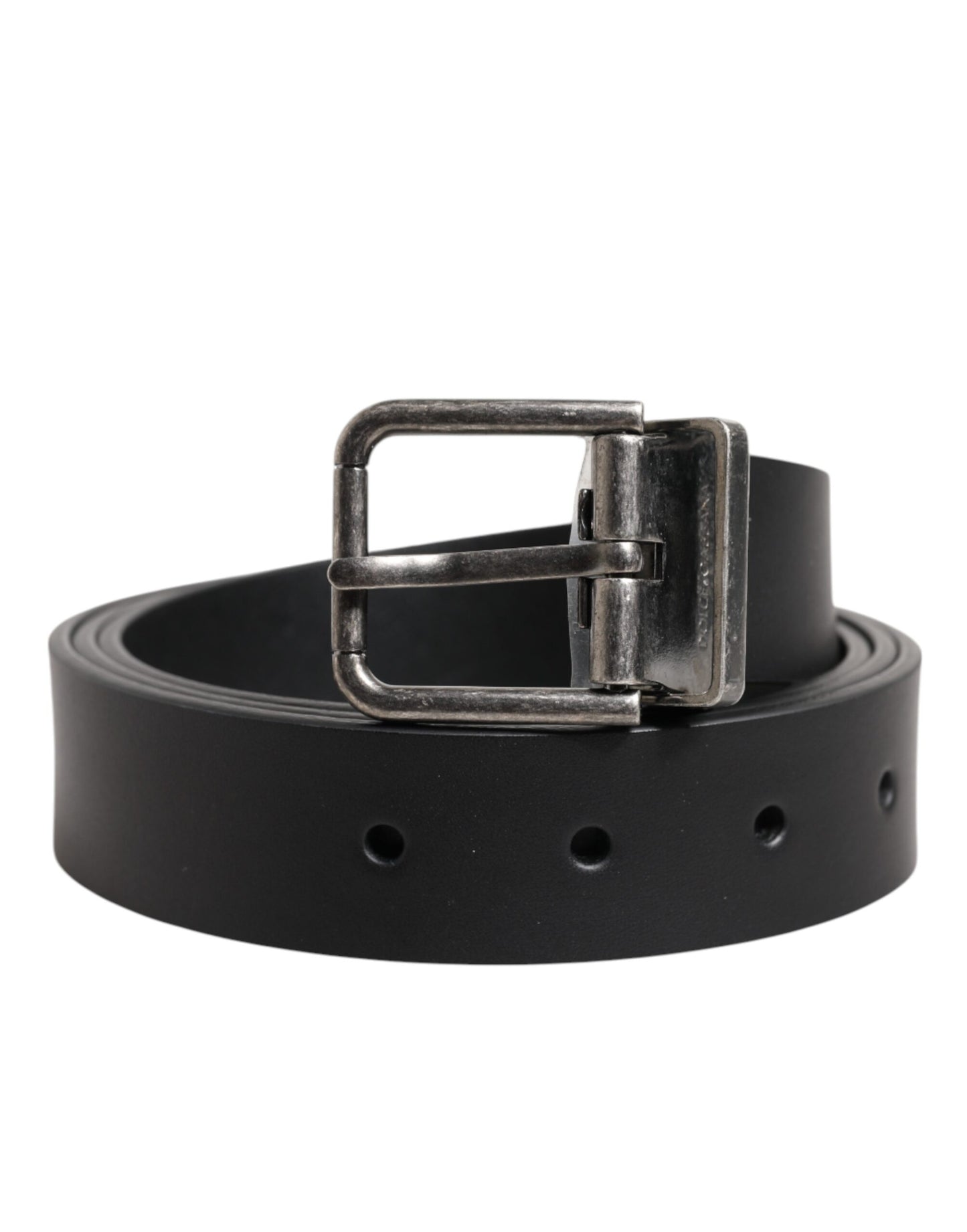 Dolce &amp; Gabbana Black Classic Leather Metal Buckle Belt