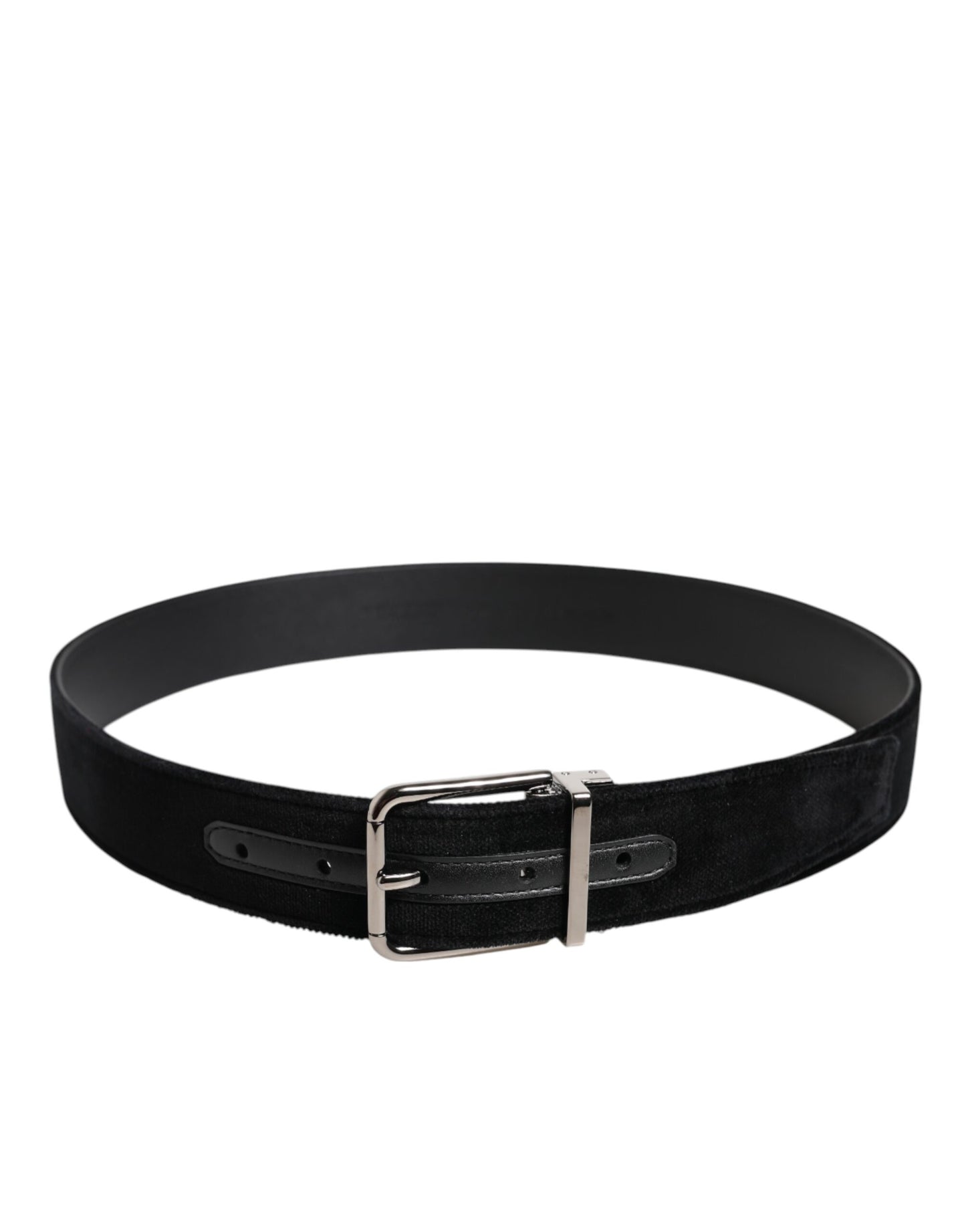 Dolce &amp; Gabbana Black Cotton Silver Metal Buckle Belt