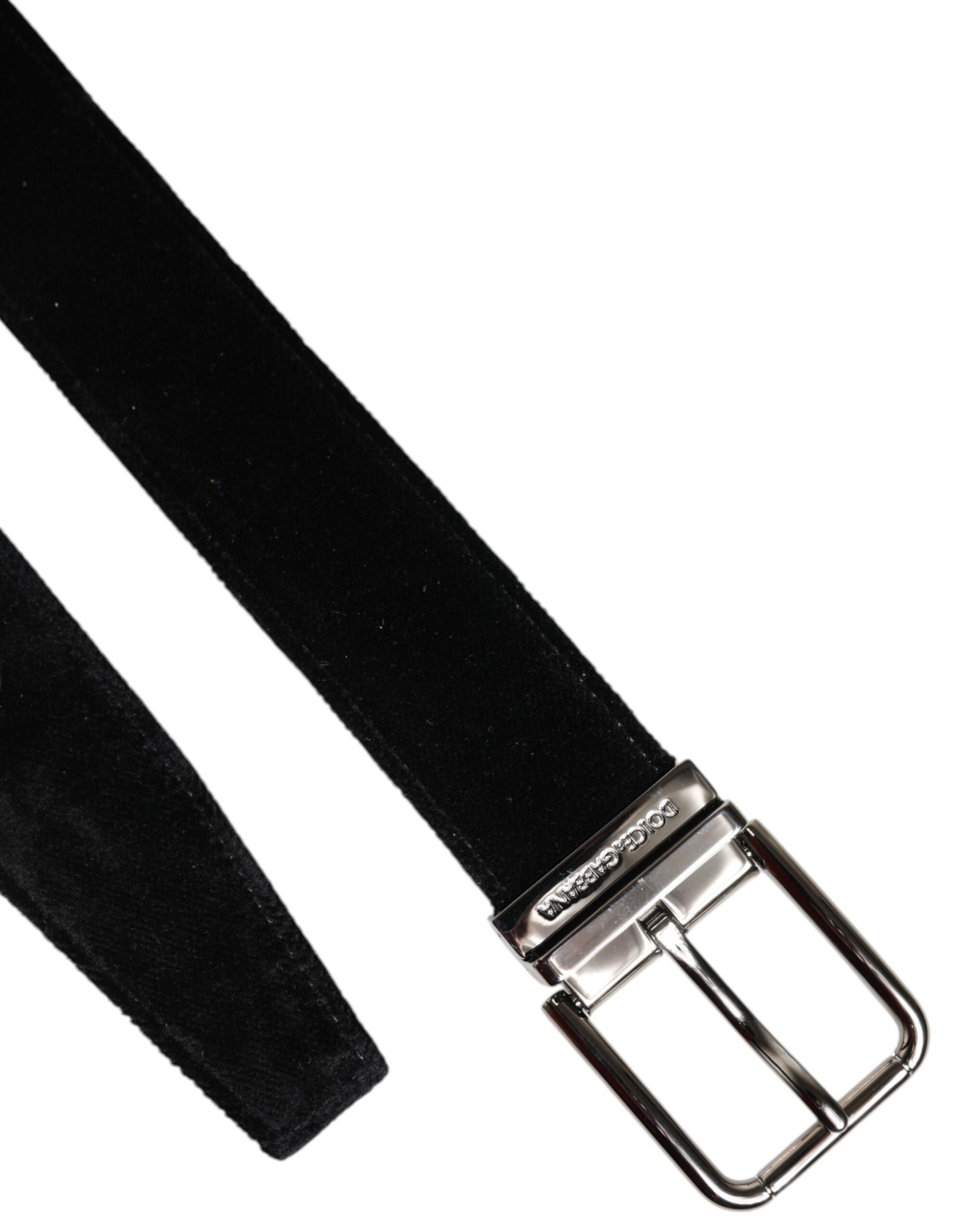 Dolce &amp; Gabbana Black Cotton Silver Metal Buckle Belt