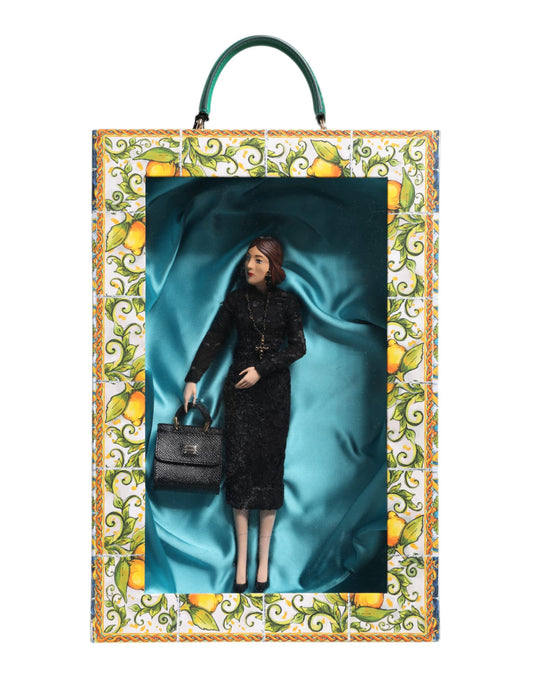 Dolce &amp; Gabbana Schwarzes Kleid MARIA Porzellan Modenschau Leder Sicily Dolls