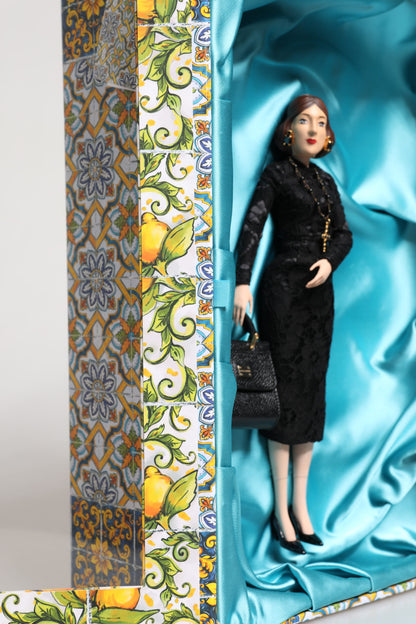 Dolce &amp; Gabbana Schwarzes Kleid MARIA Porzellan Modenschau Leder Sicily Dolls