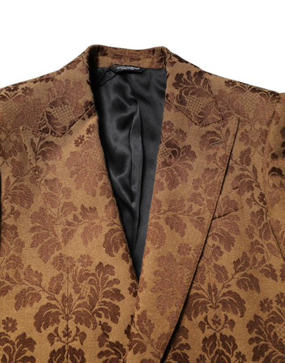 Dolce &amp; Gabbana Brown Floral Jacquard SICILIA 2 Piece Suit
