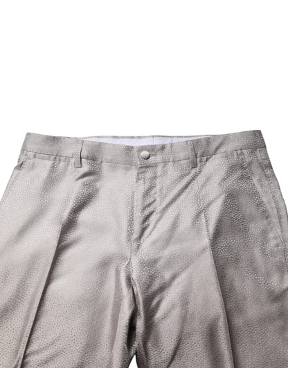 Dolce &amp; Gabbana Hellgrauer, gepunkteter 2-teiliger Anzug aus Jacquard-Seide