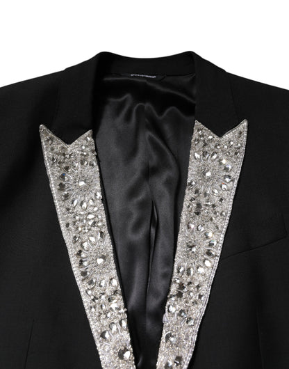 Dolce &amp; Gabbana – Schwarzer MARTINI-Anzug mit Kristallverzierung, 3-teilig