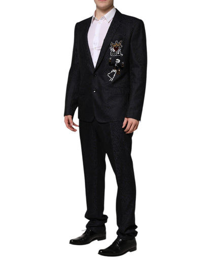 Dolce &amp; Gabbana – Schwarzer MARTINI King Skeleton 2-teiliger Anzug