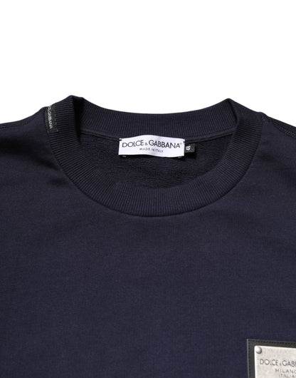 Dolce &amp; Gabbana Dunkelblauer Pullover mit Rundhalsausschnitt und Logo