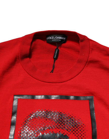 Dolce &amp; Gabbana Herrenpullover mit Rundhalsausschnitt und rotem Augendruck