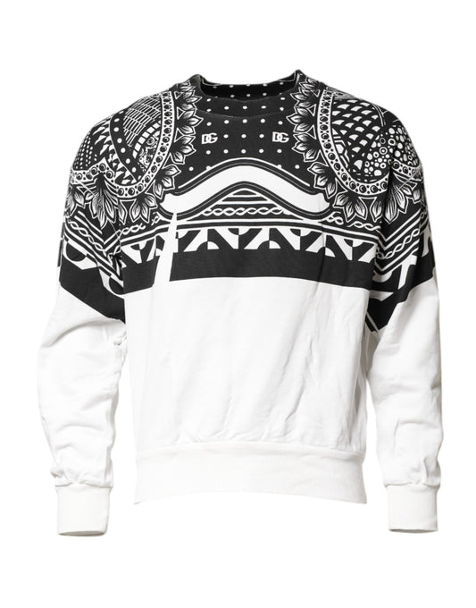 Dolce &amp; Gabbana Schwarz Weiß Bandana Baumwolle Herren Sweatshirt Pullover