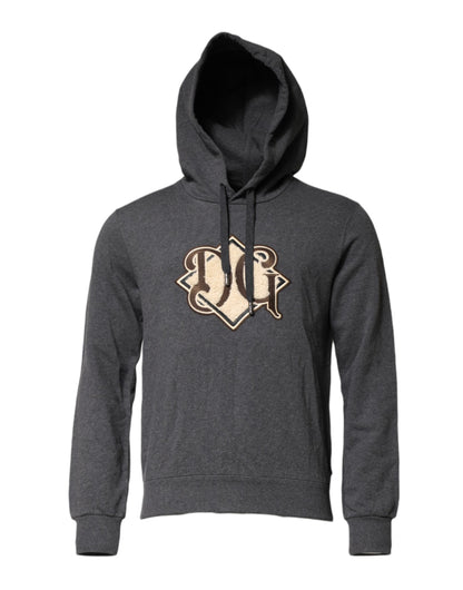 Dolce &amp; Gabbana Graues Sweatshirt mit Logo-Patch und Kapuze