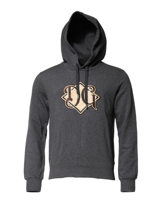 Dolce &amp; Gabbana Graues Sweatshirt mit Logo-Patch und Kapuze