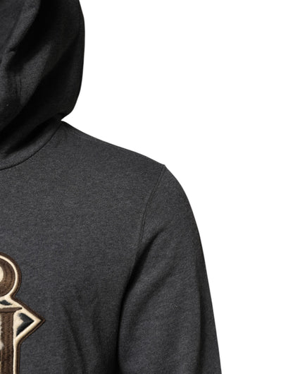 Dolce &amp; Gabbana Graues Sweatshirt mit Logo-Patch und Kapuze