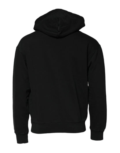 Dolce &amp; Gabbana Schwarzes Logo Full Zip Kapuzenpullover Herren
