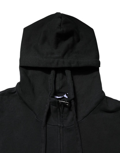Dolce &amp; Gabbana Schwarzes Logo Full Zip Kapuzenpullover Herren