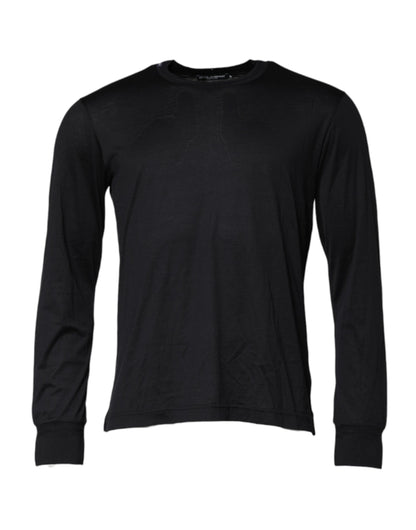 Dolce &amp; Gabbana Dunkelblauer Seidenpullover mit Rundhalsausschnitt für Herren