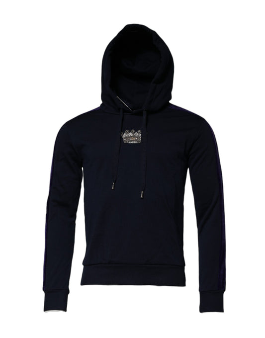 Dolce &amp; Gabbana – Schwarzes Sweatshirt mit Kapuze aus Baumwolle mit Krone