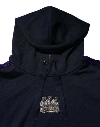 Dolce &amp; Gabbana – Schwarzes Sweatshirt mit Kapuze aus Baumwolle mit Krone
