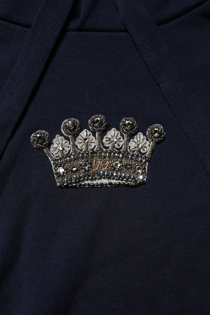 Dolce &amp; Gabbana – Schwarzes Sweatshirt mit Kapuze aus Baumwolle mit Krone