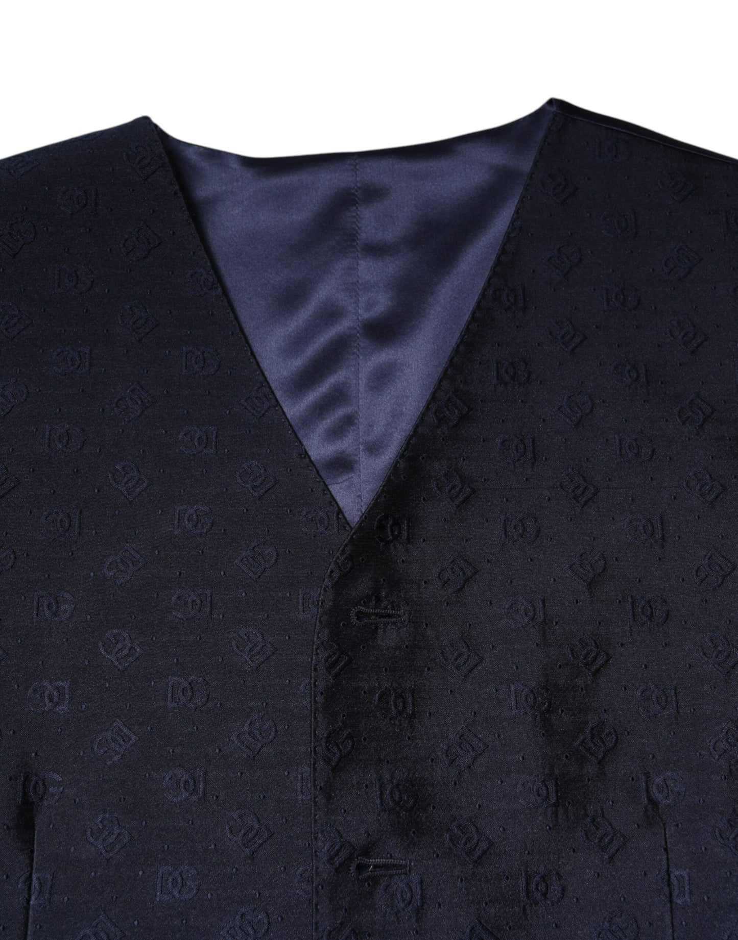 Dolce &amp; Gabbana Dunkelblaue Weste aus Wolle mit Logo für formelle Herren