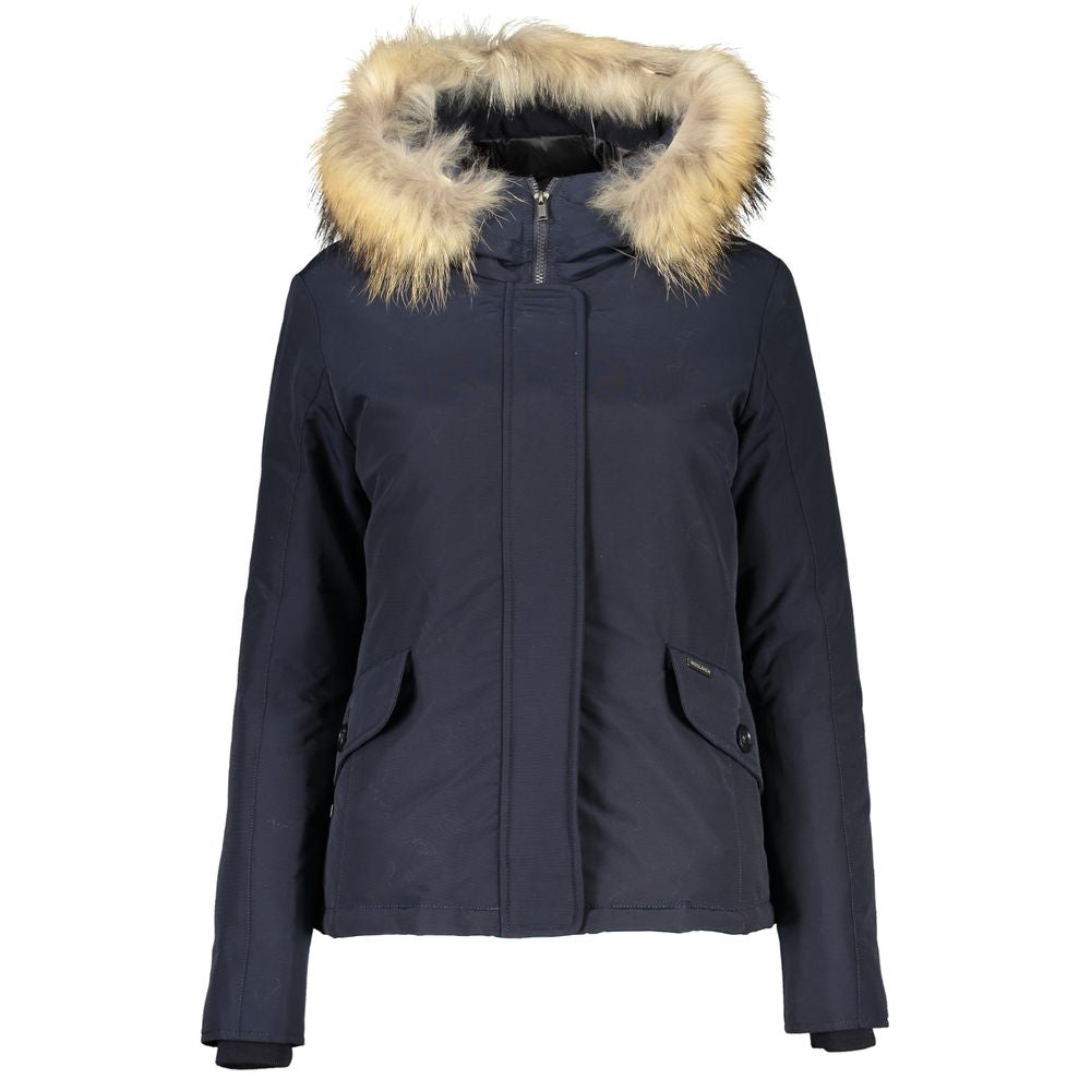 Woolrich Blue Cotton Jackets &amp; Coat